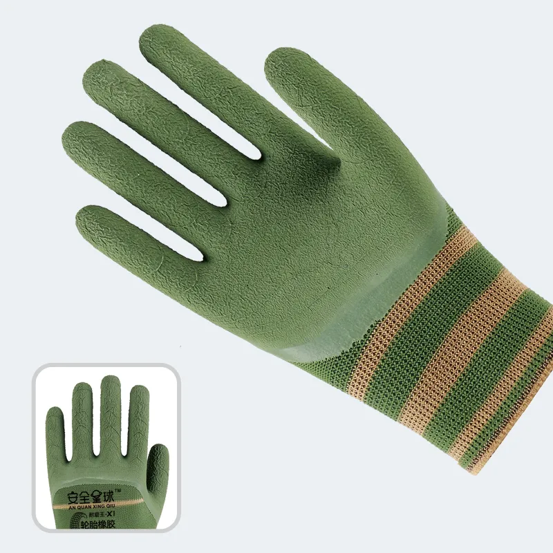 Construction Engineering Latex Coating Wear Resistant Anti-Slip Labor Protection Industrial Gloves