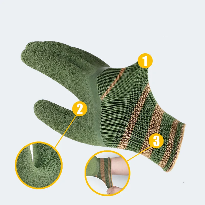 Construction Engineering Latex Coating Wear Resistant Anti-Slip Labor Protection Industrial Gloves