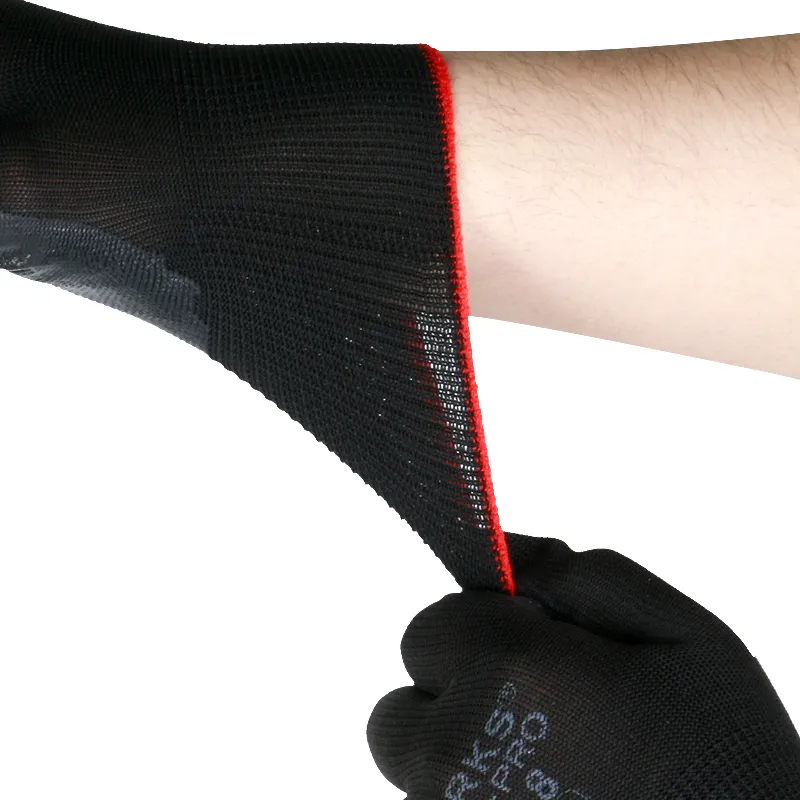 Wholesale Non-Slip Work Gloves Black Nitrile Coated Building Safety Industrial Gloves
